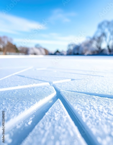Wallpaper Mural Close-up of Fractured Ice Surface Under Bright Blue Winter Sky Torontodigital.ca