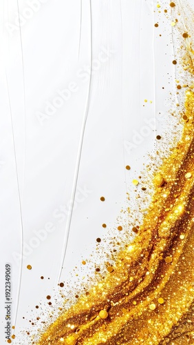 Wallpaper Mural Abstract vertical background featuring vibrant gold glitter trails against a smooth white surface. Torontodigital.ca