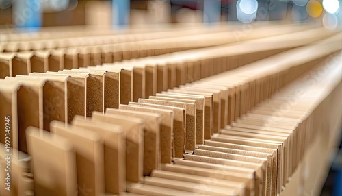 Wallpaper Mural Rows of corrugated cardboard sheets stacked in a factory setting. Torontodigital.ca