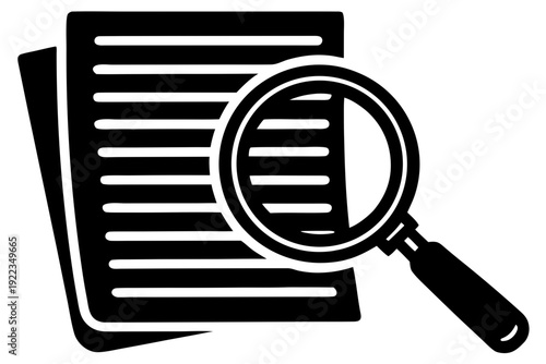 Magnifying Glass Over Document Icon Vector, Search and Analysis Concept Illustration