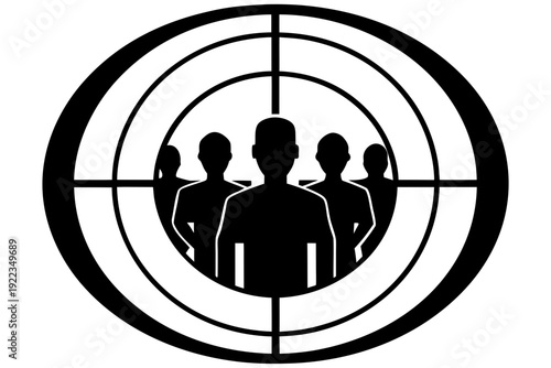 People Group Inside Target Scope – Target Audience Concept Vector
