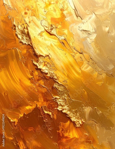 Wallpaper Mural Rich, textured abstract painting in vibrant gold and amber hues with heavy impasto application. Torontodigital.ca
