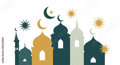 Ramadan kareem background. Modern vector flat illustration ramadan social media posts collection