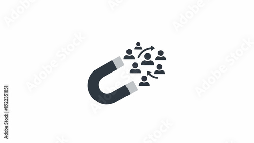Magnet attracting people icons illustration.