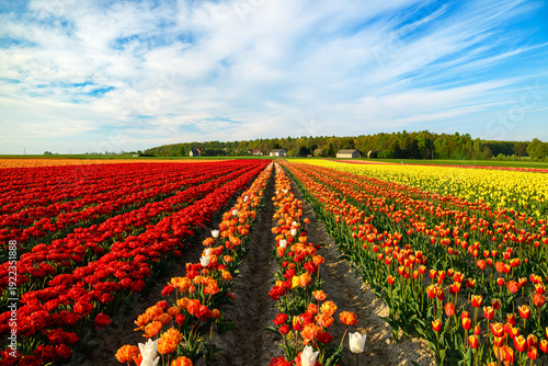 Field full of colorful tulips