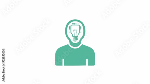 Man with Lightbulb Head Creative Thinking.