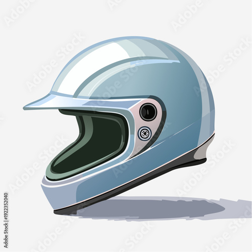 Sleek light blue motorcycle helmet vector illustration for safety and style on the road