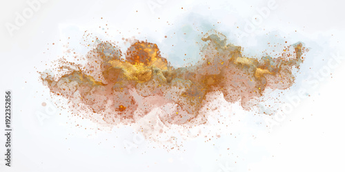 Abstract grunge wall texture design featuring brown paint splashes and ink blots on a rusty metal pattern with old paper art elements.