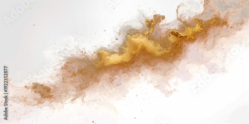 An abstract grunge paint background features a textured marble surface with liquid gold blots and old wall patterns for an artistic nature design.