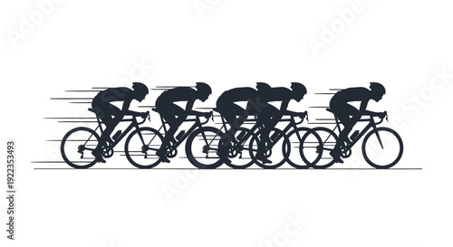Professional cyclists racing team speed motion blur black and white competition