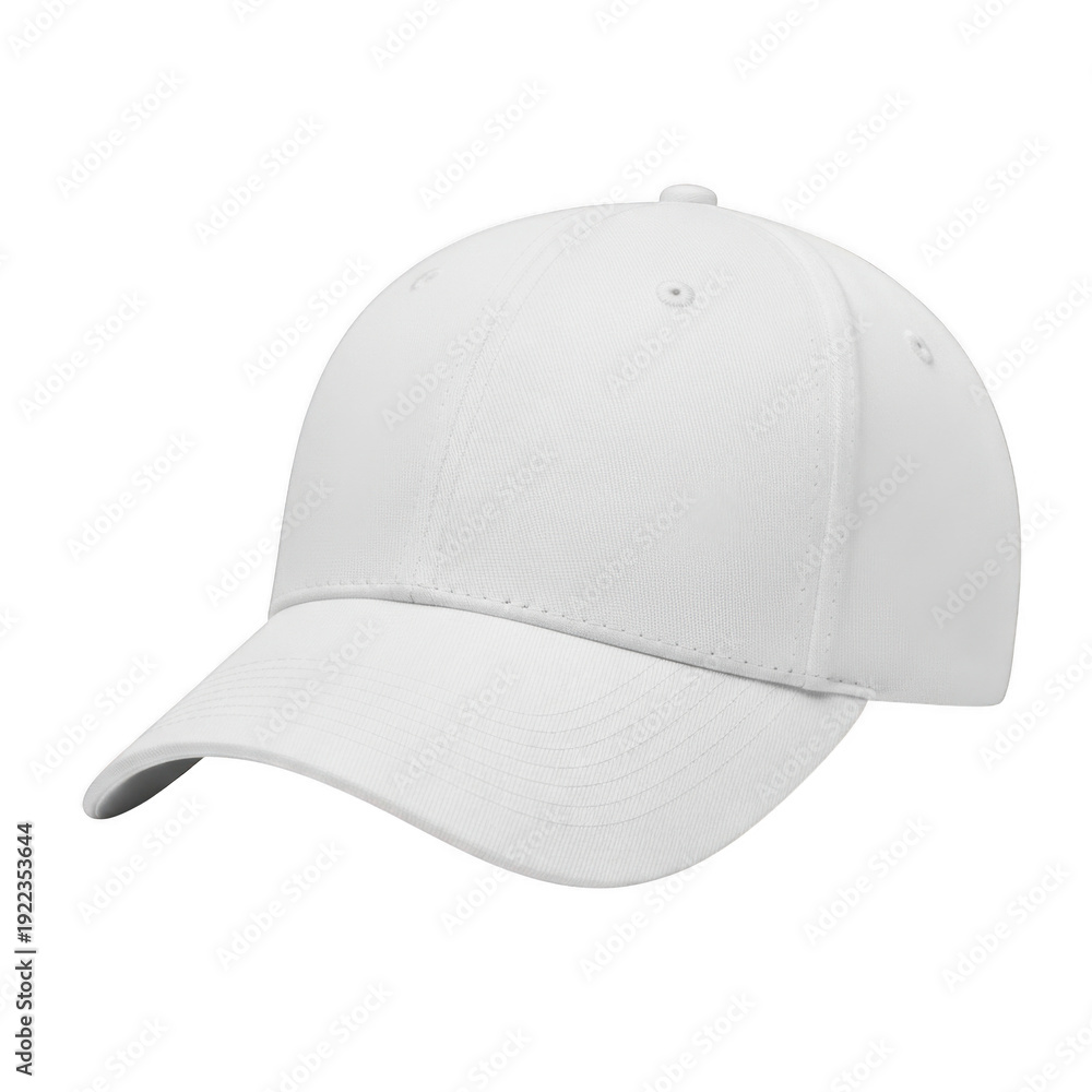 Fototapeta premium White baseball cap with curved brim and adjustable back