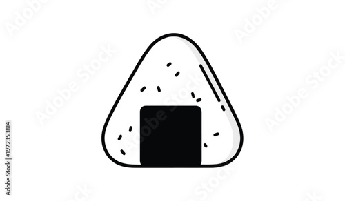Stylized Onigiri Rice Ball Icon: Classic Japanese Snack with Nori Detail