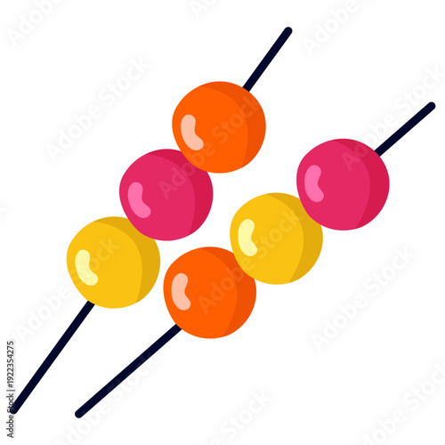 Colorful Sweet Candy Skewers Icon