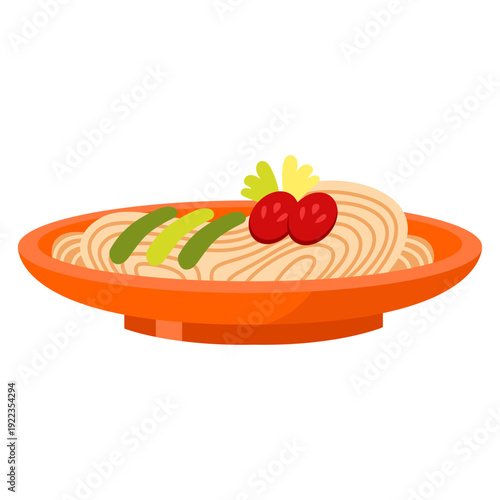 Spaghetti pasta plate vector illustration