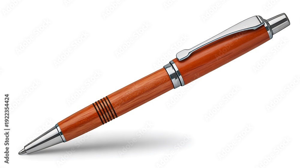 Fototapeta premium Wooden luxury ballpoint pen isolated on white background