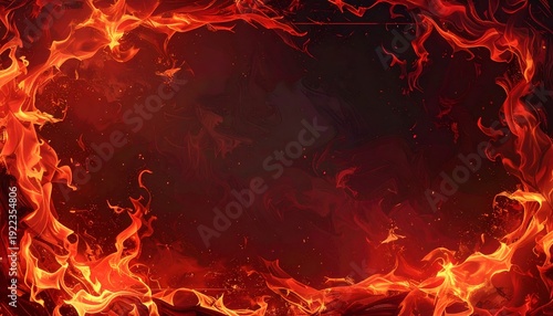 Wallpaper Mural A fiery border of flames encircles a dark, smoky backdrop, suggesting heat and intensity Torontodigital.ca