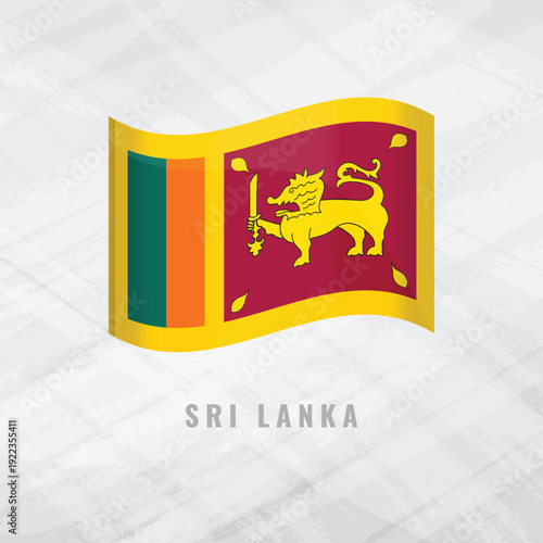 3d illustration waving flag of Sri Lanka. Vector flag of Sri anka on Grey Background Symbol of Sri Lanka