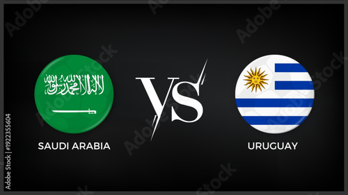 Saudi Arabia vs Uruguay flag and world map use for FIFA world cup 2026 template banner design.