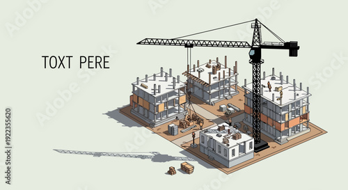 Crane Building Construction Site Model.