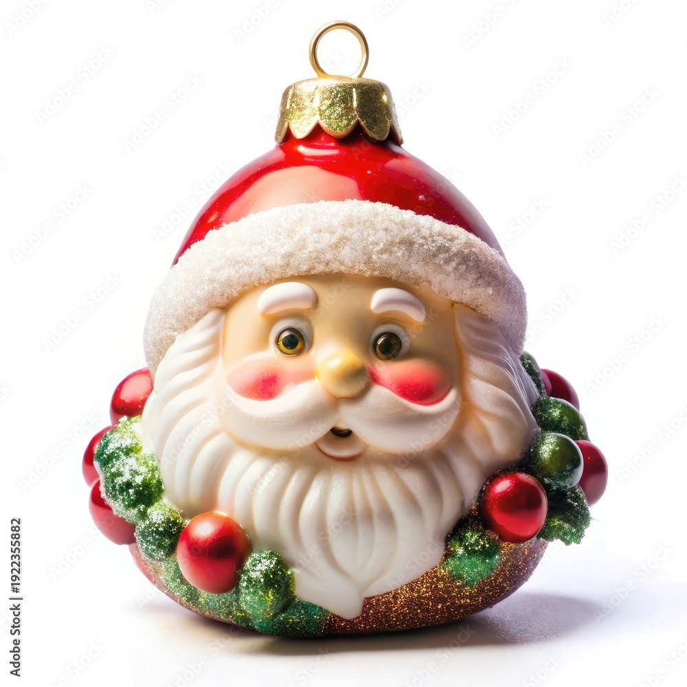 Fototapeta premium Cute Santa Figurine Ornament for Winter Holiday Celebration and Gift Tags