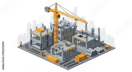 Industrial Factory Model with Crane Equipment.