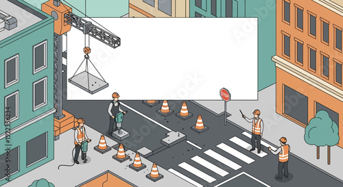 Large Blank Billboard on City Street.