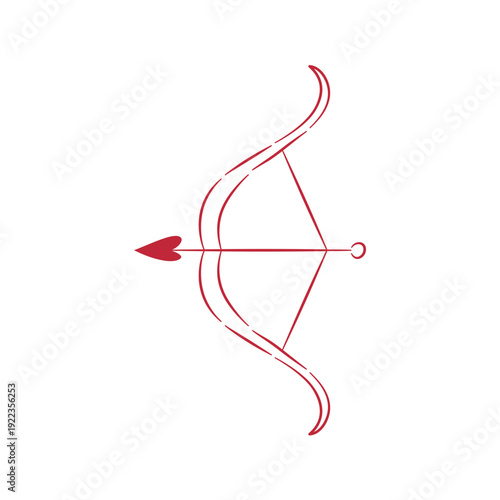 Cupid bow with arrow. Arrow with heart. Vector illustration