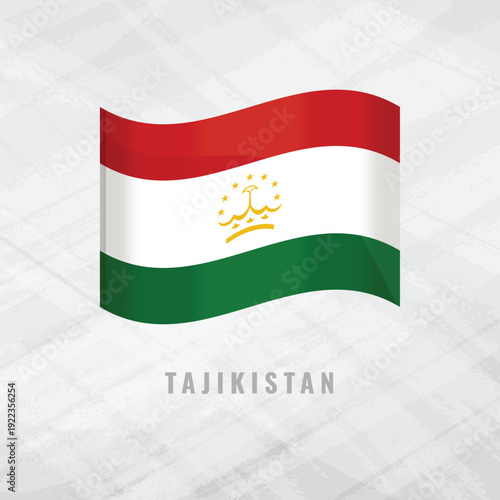 3d illustration waving flag of Tajikistan. Vector flag of Tajikistan. on Grey Background Symbol of Tajikistan.