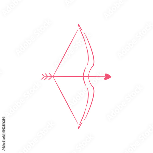 Cupid bow with arrow. Arrow with heart. Vector illustration