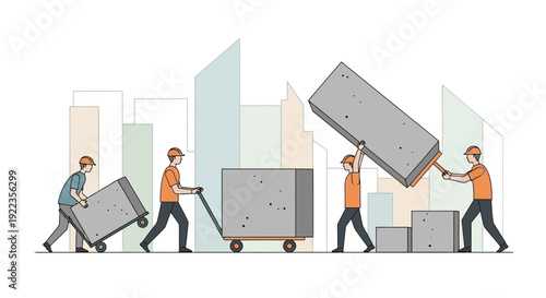 Men Lifting and Moving Large Boxes.