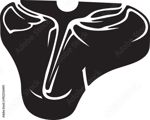 A black and white drawing of a pelvis isolated on transparent background, Vector