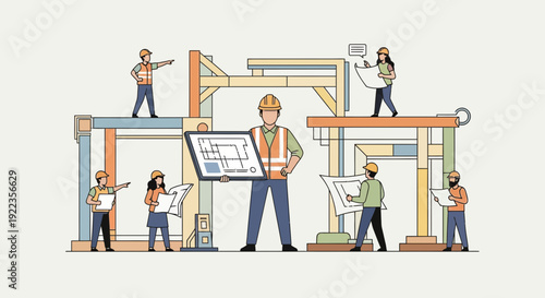 Team of People Working on Architecture Project.