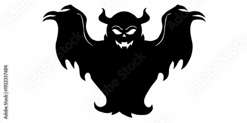 Demon Silhouette: Scary Devil Ghost Monster Vector Art
