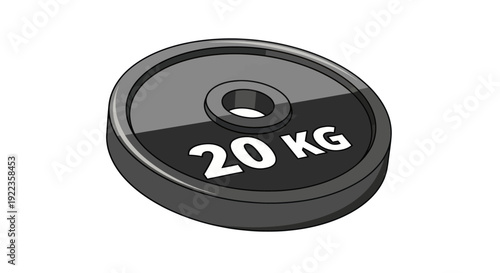 Single 20 KG Black Metallic Gym Weight Plate for Strength Training.