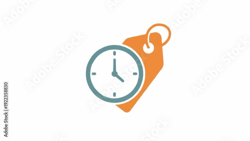 Clock on an orange price tag.