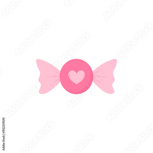 Valentine's Day pink heart candy. Candy with Valentine messages. Vector illustration.