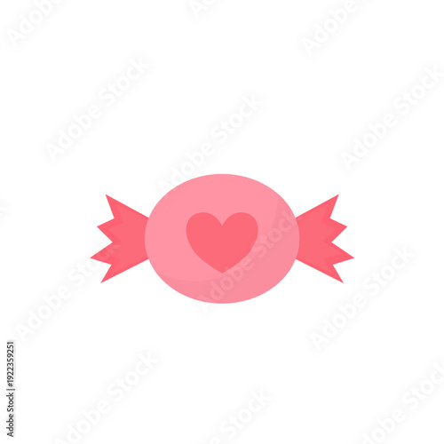 Valentine's Day pink heart candy. Candy with Valentine messages. Vector illustration.