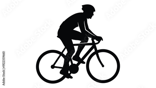 A person riding a bicycle isolated on white background, Vector