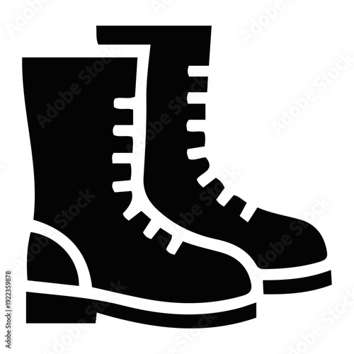 Black Leather Boots with White Laces.