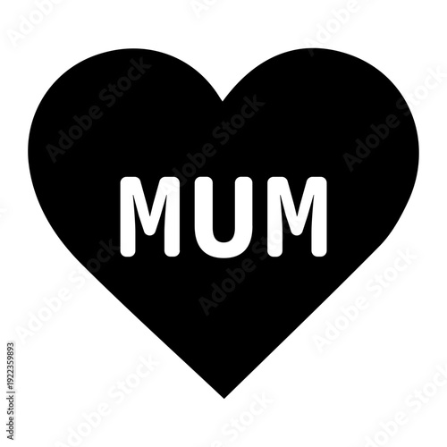 Black Heart with Mum Text Inside.
