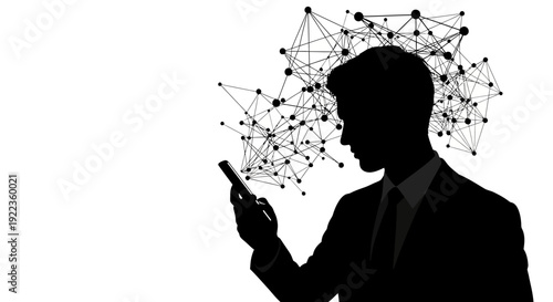 Wallpaper Mural Businessman in suit using smartphone with network connections Torontodigital.ca
