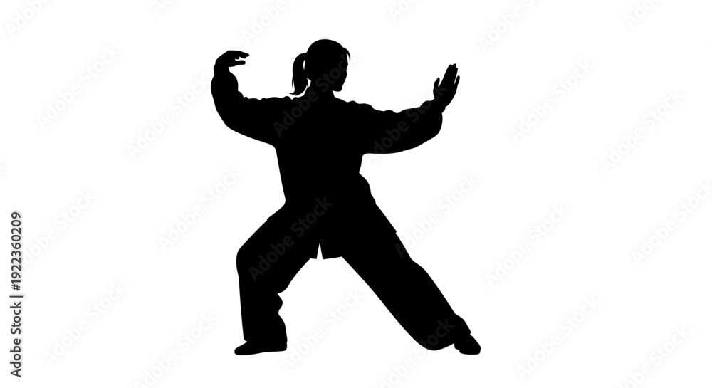 custom made wallpaper toronto digitalMartial arts woman in dynamic fighting stance with ponytail