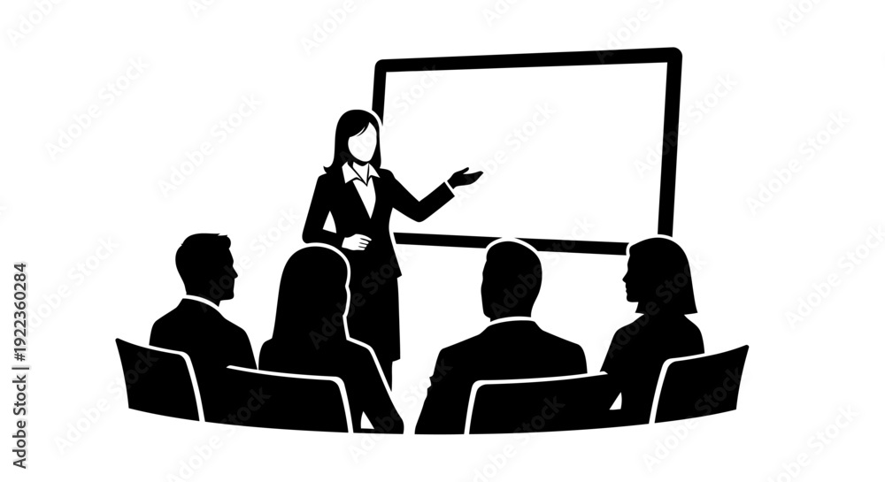 custom made wallpaper toronto digitalBusinesswoman presenting to colleagues in modern office setting