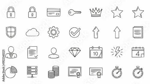 Collection of business and technology icons.