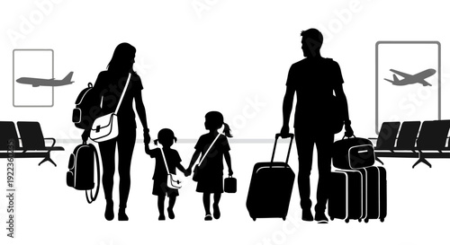 Wallpaper Mural Family with luggage walking through airport terminal together Torontodigital.ca