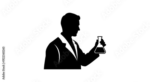 Businessman in suit holding laboratory flask in hand