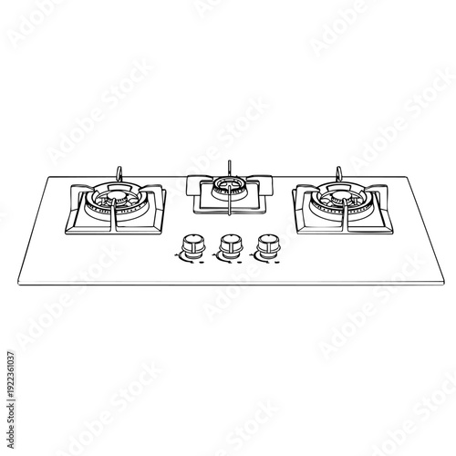 Hand-Drawn Illustration of a Gas Stove