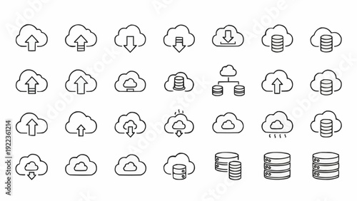Cloud computing data storage icons.