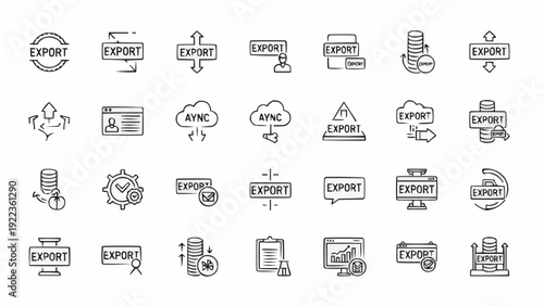 Export icons on white background.