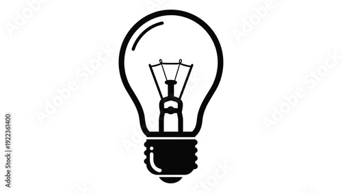 A simple black and white drawing of a light bulb isolated on white background, Vector